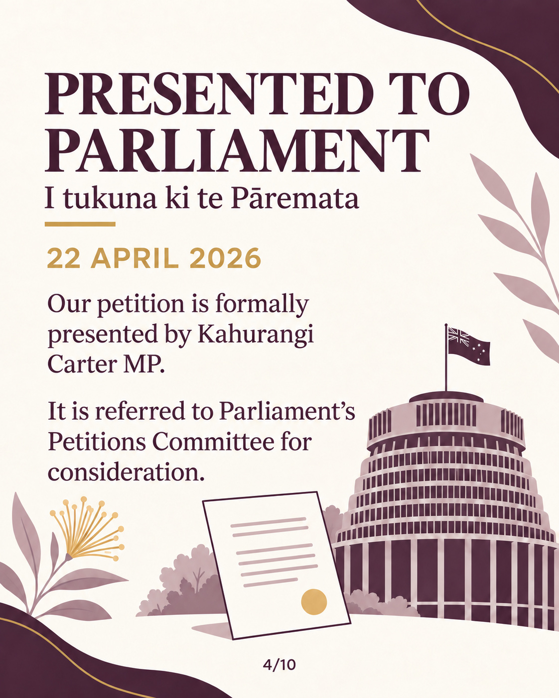 Petition presented to Parliament.